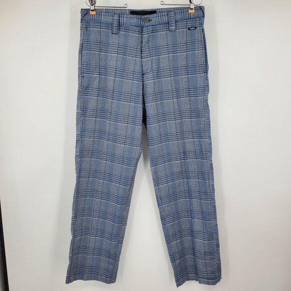 Oakley Blue Plaid Men's Straight Performance Golf Pants Size 32 - Picture 1 of 12